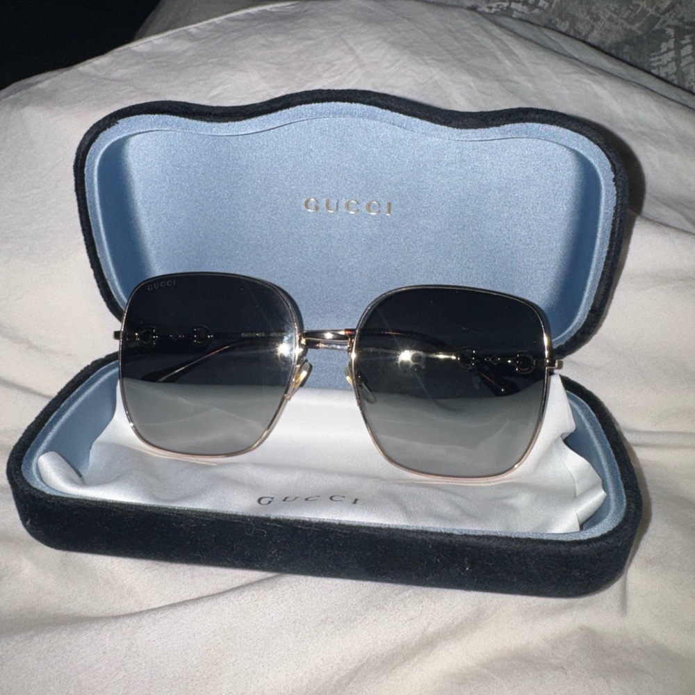 Gucci Gold Frame Sunglasses with Black Lenses